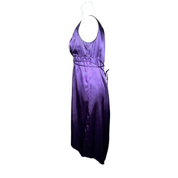Vintage Purple Satin Midi Dress Size 6 Goddess Fairy Renaissance Y2K 90's - Picture 3 of 11